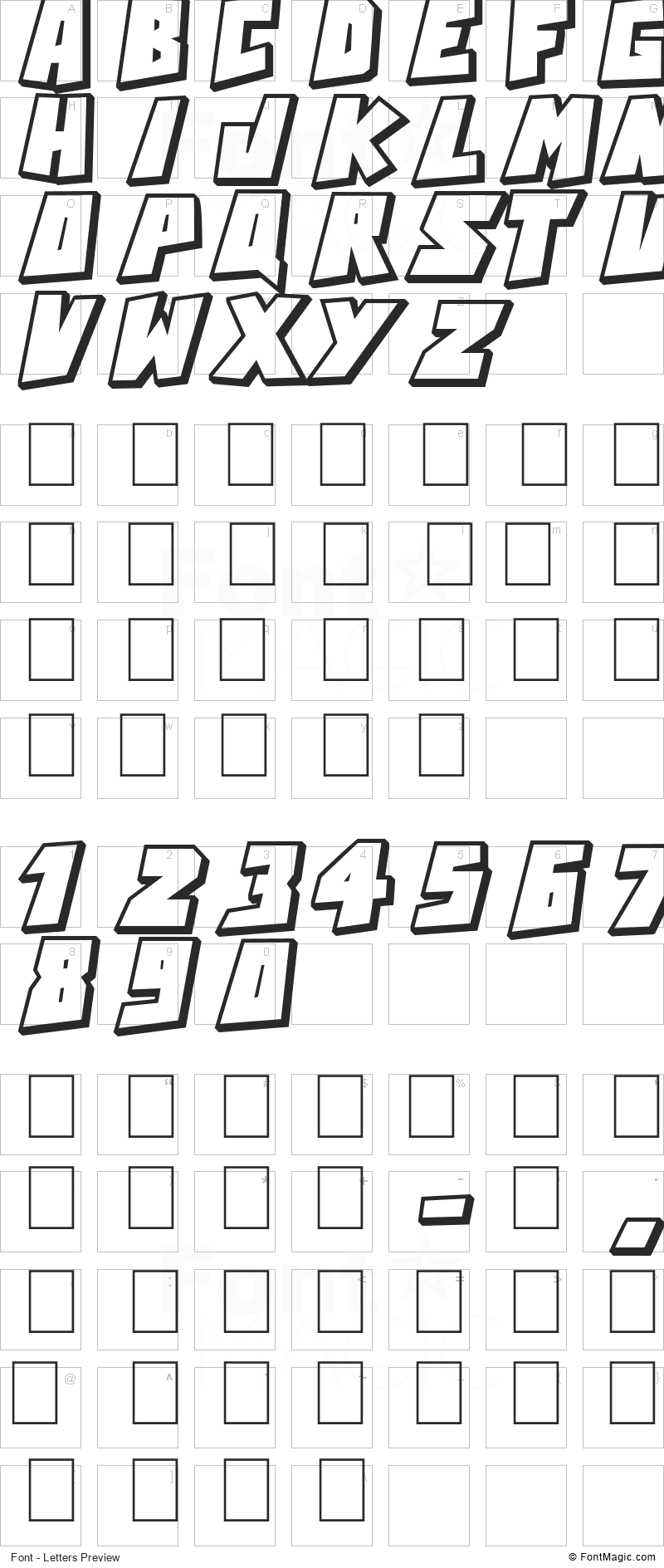 Action Comics Font - All Latters Preview Chart
